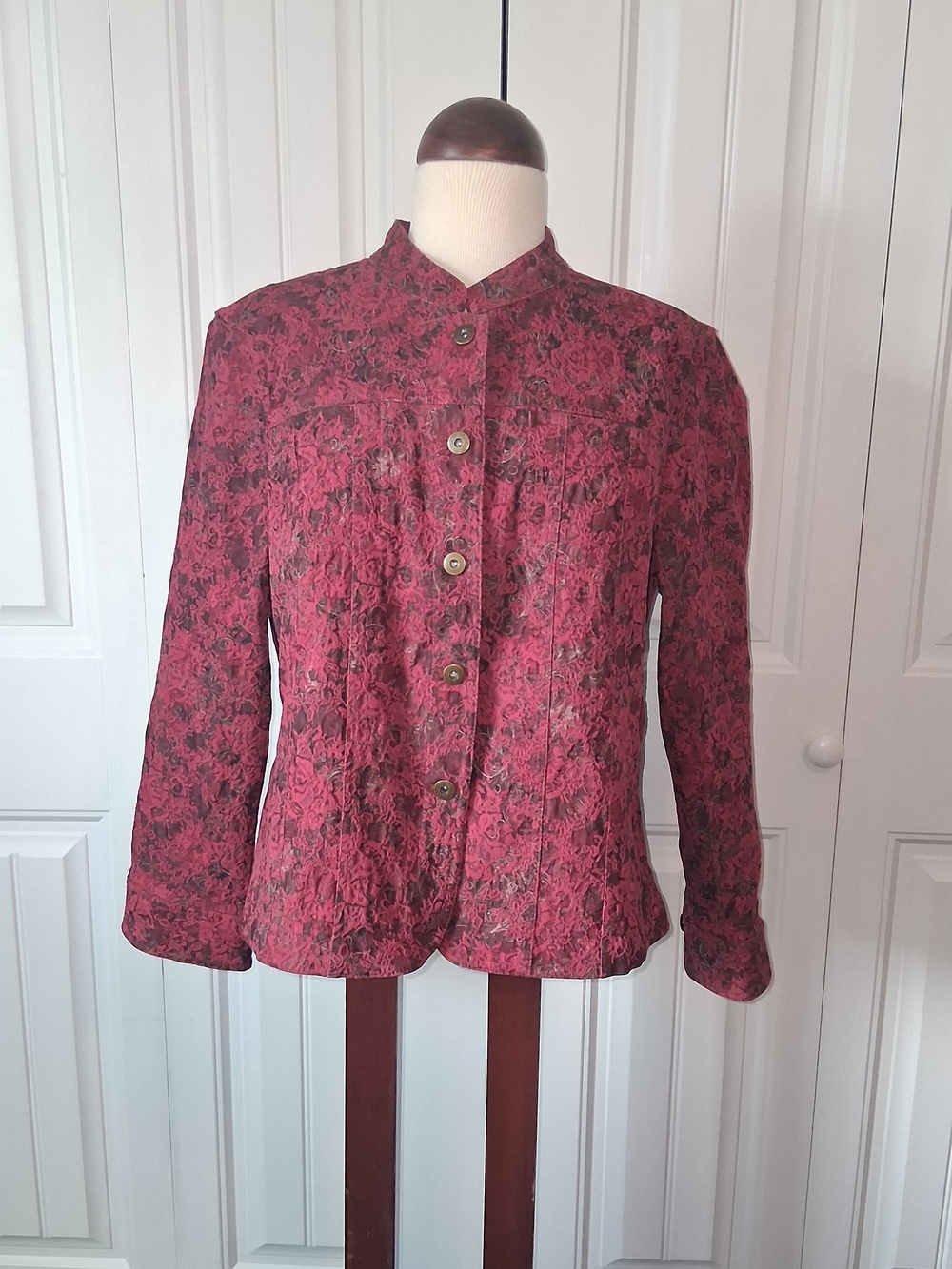 Christopher & Banks Womens Floral Button-Up Jacket PETITE L/XL